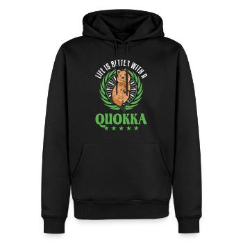 Life is better with a Quokka short-tailed kangaroo - Men’s Premium Organic Hoodie - black - Front - Nico (187cm)