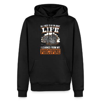 Porc-épic Cadeau Porc-épic - Sweat à capuche Premium bio Homme - noir - Devant - Nico (187cm)