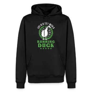 La vie est meilleure avec un Running Duck Laufente - Sweat à capuche Premium bio Homme - noir - Devant - Nico (187cm)
