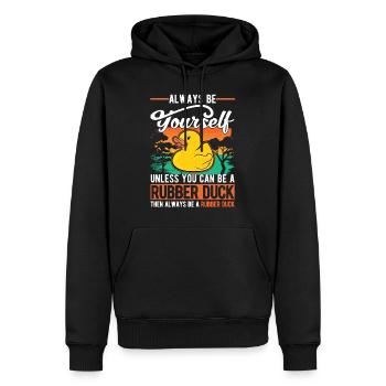Canard en caoutchouc Canard grinçant Canard de bain - Sweat à capuche Premium bio Homme - noir - Devant - Nico (187cm)