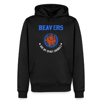 Les castors sont mes animaux spirituels Castor - Sweat à capuche Premium bio Homme - noir - Devant - Nico (187cm)