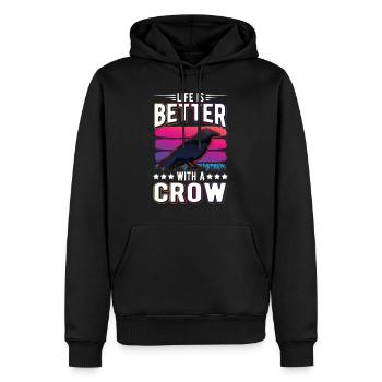 Life is better with a Crow Crow Raven Crow Crow - Men’s Premium Organic Hoodie - black - Front - Nico (187cm)