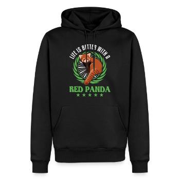 La vie est meilleure avec un panda roux roter panda - Sweat à capuche Premium bio Homme - noir - Devant - Nico (187cm)