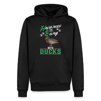 Le bonheur, c’est d’être avec Ducks Duck Duck Breeder - Sweat à capuche Premium bio Homme - noir - Devant - Nico (187cm)