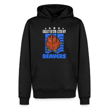 Easily distracted by Beavers Biber - Männer Premium Bio Hoodie - Schwarz - Vorne - Nico (187cm)