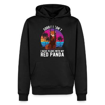Panda roux Cadeau Panda roux - Sweat à capuche Premium bio Homme - noir - Devant - Nico (187cm)