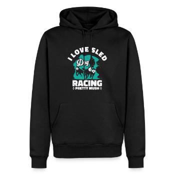 Courses de chiens de traîneau Husky Sled - Sweat à capuche Premium bio Homme - noir - Devant - Nico (187cm)