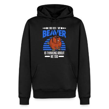 Cadeau Castor Beaver Dam Castor - Sweat à capuche Premium bio Homme - noir - Devant - Nico (187cm)
