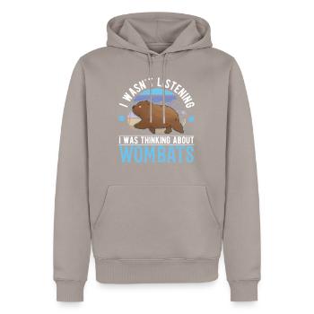 Australischer Wombat - Männer Premium Bio Hoodie - Taupe - Vorne - Nico (187cm)