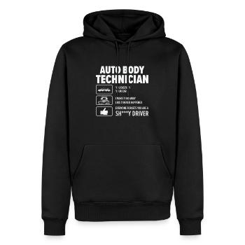 Technicien de carrosserie Réparation de véhicule drôle - Sweat à capuche Premium bio Homme - noir - Devant - Nico (187cm)