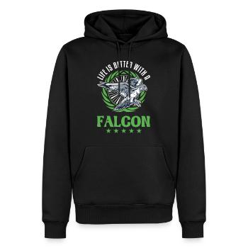 La vie est meilleure avec un Falcon Falconer Falcon - Sweat à capuche Premium bio Homme - noir - Devant - Nico (187cm)