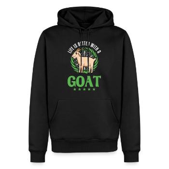 La vie est meilleure avec une chèvre Ziegenwirt Ziege - Sweat à capuche Premium bio Homme - noir - Devant - Nico (187cm)