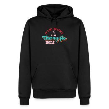 Cerise Anniversaire Salutations Fruits Amoureux Meilleur - Sweat à capuche Premium bio Homme - noir - Devant - Nico (187cm)