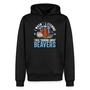 Cadeau Castor Beaver Dam Castor - Sweat à capuche Premium bio Homme - noir - Devant - Nico (187cm)
