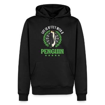 Life is better with a Penguin Pinguin - Männer Premium Bio Hoodie - Schwarz - Vorne - Nico (187cm)