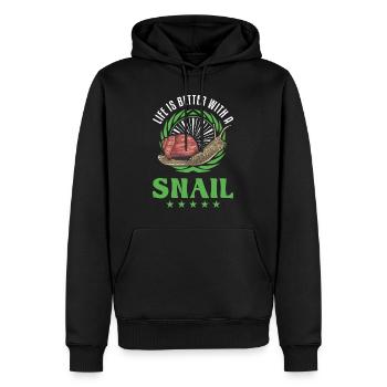 Life is better with a Snail Schnecke - Männer Premium Bio Hoodie - Schwarz - Vorne - Nico (187cm)