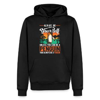 Pingouin Cadeau Pingouin - Sweat à capuche Premium bio Homme - noir - Devant - Nico (187cm)