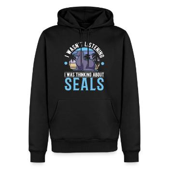 Robbe Geschenk Seelöwe Seehund - Männer Premium Bio Hoodie - Schwarz - Vorne - Nico (187cm)