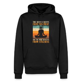 Sérénité Méditation Yoga Fan Spirituel - Sweat à capuche Premium bio Homme - noir - Devant - Nico (187cm)
