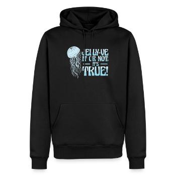 Fleurs de méduses enchevêtrées Natation Jeu de mots - Sweat à capuche Premium bio Homme - noir - Devant - Nico (187cm)