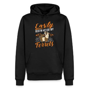 Facilement distrait par Ferrets Frettchen - Sweat à capuche Premium bio Homme - noir - Devant - Nico (187cm)