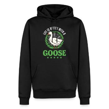 Life is better with a Goose Goose Breeder Goose - Men’s Premium Organic Hoodie - black - Front - Nico (187cm)