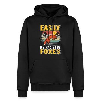 Easily distracted by Foxes Fuchs - Men’s Premium Organic Hoodie - black - Front - Nico (187cm)
