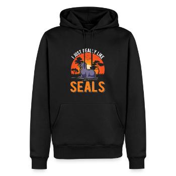 J’aime vraiment Seal Sea Lion Seal - Sweat à capuche Premium bio Homme - noir - Devant - Nico (187cm)