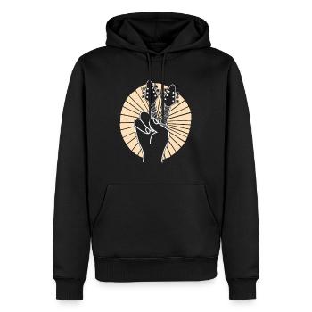 Mélomanes Signe Paix Guitare Positive - Sweat à capuche Premium bio Homme - noir - Devant - Nico (187cm)