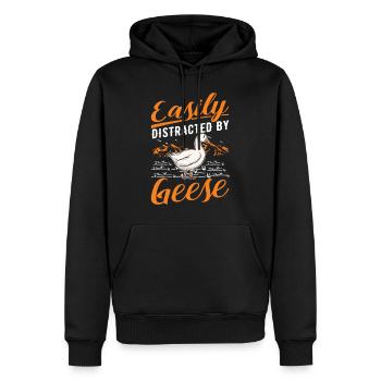 Easily distracted by Geese Gänsezüchter Gänse - Männer Premium Bio Hoodie - Schwarz - Vorne - Nico (187cm)
