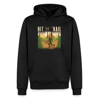 Courir dans la forêt Course en sentier Coureurs Jogging Joggers - Sweat à capuche Premium bio Homme - noir - Devant - Nico (187cm)