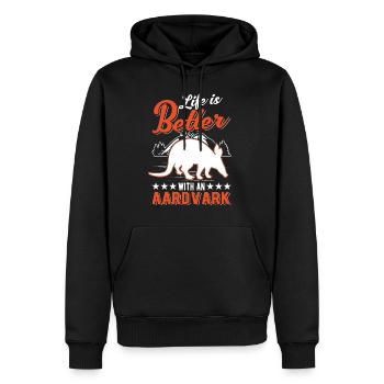 Life is better with an Aardvark Erdferkel - Männer Premium Bio Hoodie - Schwarz - Vorne - Nico (187cm)
