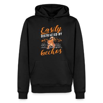 Easily distracted by Geckos Leopardgecko - Männer Premium Bio Hoodie - Schwarz - Vorne - Nico (187cm)