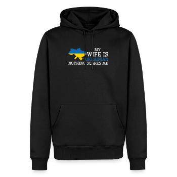 Rien ne me fait peur épouse ukrainienne Ukraine - Sweat à capuche Premium bio Homme - noir - Devant - Nico (187cm)
