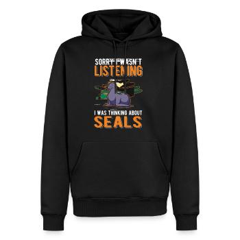Robbe Gift Sea Lion - Men’s Premium Organic Hoodie - black - Front - Nico (187cm)
