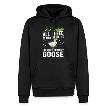 Cadeau Oies Oeil Amoureux Éleveur d’Oies - Sweat à capuche Premium bio Homme - noir - Devant - Nico (187cm)