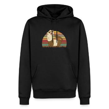 Ferret Retro Weasel Vintage - Sweat à capuche Premium bio Homme - noir - Devant - Nico (187cm)