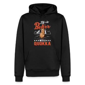 Life is better with a Quokka Short-tailed Kangaroo - Men’s Premium Organic Hoodie - black - Front - Nico (187cm)