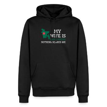 Rien ne me fait peur femme bangladaise - Sweat à capuche Premium bio Homme - noir - Devant - Nico (187cm)
