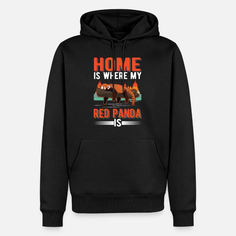 La maison est l’endroit où mon panda roux est Roter Panda - Sweat à capuche Premium bio Homme - noir