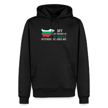 Nothing Scares Me Bulgarian Husband Bulgaria - Men’s Premium Organic Hoodie - black - Front - Nico (187cm)