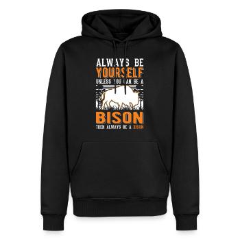 Soyez toujours vous-même Bison Buffle Büffel - Sweat à capuche Premium bio Homme - noir - Devant - Nico (187cm)