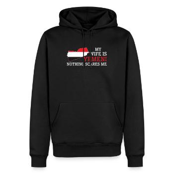 Rien ne me fait peur femme yéménite Yémen - Sweat à capuche Premium bio Homme - noir - Devant - Nico (187cm)