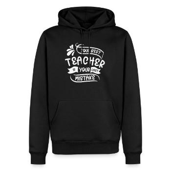 Erreur Sagesse Citations Imperfection Vie - Sweat à capuche Premium bio Homme - noir - Devant - Nico (187cm)