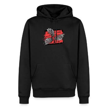 Retro Halloween Skeleton Playing Ouija Horror - Men’s Premium Organic Hoodie - black - Front - Nico (187cm)