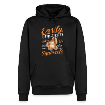 Facilement distrait par les écureuils Eichhörnchen - Sweat à capuche Premium bio Homme - noir - Devant - Nico (187cm)