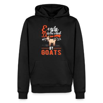 Facilement distrait par les chèvres Ziegenwirt Goat - Sweat à capuche Premium bio Homme - noir - Devant - Nico (187cm)