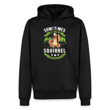 Écureuil Cadeau Écureuil Gris - Sweat à capuche Premium bio Homme - noir - Devant - Nico (187cm)