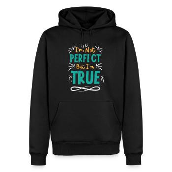Citation inspirante Prendre soin de soi positif - Sweat à capuche Premium bio Homme - noir - Devant - Nico (187cm)