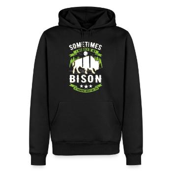 Buffalo Gift Bison Buffallo Buffle d’eau - Sweat à capuche Premium bio Homme - noir - Devant - Nico (187cm)